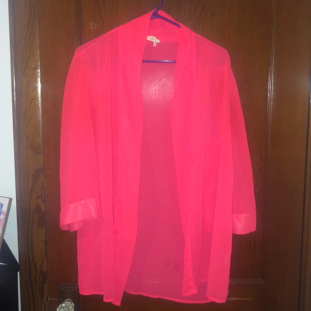 Neon pink see through Kimono